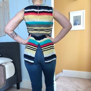 Renee C. Multi Color Strip Silk Top